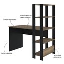 Ver imagem 5 de Conjunto 2 Escrivaninhas com Estante Match 4 Prateleiras 120cm Pinho e Preto Marrom
