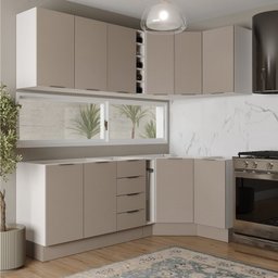 Cozinha Modulada 8 Peças sem Tampo com Rodapé 4 Aéreos e 4 Balcões Ipanema CabeCasa MadeiraMadeira - 1