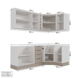 Cozinha Modulada 8 Peças sem Tampo com Rodapé 4 Aéreos e 4 Balcões Ipanema CabeCasa MadeiraMadeira - 4