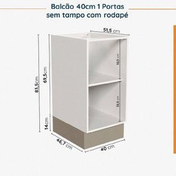 Cozinha Modulada 8 Peças sem Tampo com Rodapé 4 Aéreos e 4 Balcões Ipanema CabeCasa MadeiraMadeira - 17
