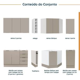 Cozinha Modulada 8 Peças sem Tampo com Rodapé 4 Aéreos e 4 Balcões Ipanema CabeCasa MadeiraMadeira - 3