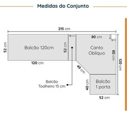 Cozinha Modulada 8 Peças sem Tampo com Rodapé 4 Aéreos e 4 Balcões Ipanema CabeCasa MadeiraMadeira - 2