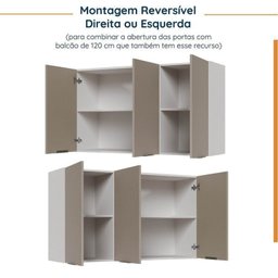Cozinha Modulada 8 Peças sem Tampo com Rodapé 4 Aéreos e 4 Balcões Ipanema CabeCasa MadeiraMadeira - 11