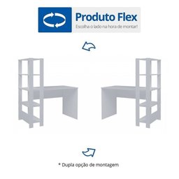 Conjunto 2 Escrivaninhas com Estante Match 4 Prateleiras 120cm Branco - 13 Conjunto 2 Escrivaninhas com Estante Match 4 Prateleiras 120cm Branco - 13