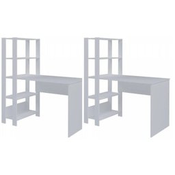 Conjunto 2 Escrivaninhas com Estante Match 4 Prateleiras 120cm Branco - 2 Conjunto 2 Escrivaninhas com Estante Match 4 Prateleiras 120cm Branco - 2
