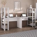 Ver imagem 1 de Conjunto 2 Escrivaninhas com Estante Match 4 Prateleiras 120cm Branco