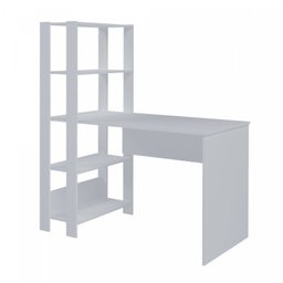 Conjunto 2 Escrivaninhas com Estante Match 4 Prateleiras 120cm Branco - 11 Conjunto 2 Escrivaninhas com Estante Match 4 Prateleiras 120cm Branco - 11