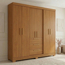 Ver imagem 1 de Guarda Roupa Casal 6 Portas 3 Gavetas 100% MDF Select Freijó Trend Marrom