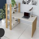 Ver imagem 3 de Kit 2 Escrivaninhas com Estante 4 Prateleiras 120cm Match