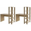 Ver imagem 2 de Conjunto 2 Escrivaninhas com Estante Match 4 Prateleiras 120cm Off White e Carvalho Marrom