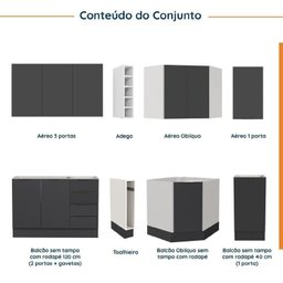 Cozinha Modulada 8 Peças sem Tampo com Rodapé 4 Aéreos e 4 Balcões Ipanema CabeCasa MadeiraMadeira - 3