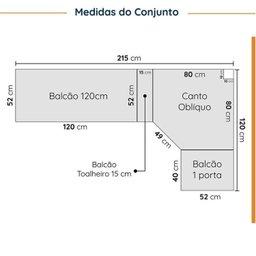 Cozinha Modulada 8 Peças sem Tampo com Rodapé 4 Aéreos e 4 Balcões Ipanema CabeCasa MadeiraMadeira - 2