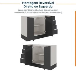 Cozinha Modulada 8 Peças sem Tampo com Rodapé 4 Aéreos e 4 Balcões Ipanema CabeCasa MadeiraMadeira - 16