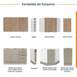 Cozinha Modulada 8 Peças sem Tampo com Rodapé 4 Aéreos e 4 Balcões Ipanema CabeCasa MadeiraMadeira - 3