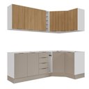 Ver imagem 5 de Cozinha Planejada 8 Peças sem Tampo com Rodapé 4 Aéreos e 4 Balcões Ipanema CabeCasa MadeiraOriginals Marrom/Fendi Trama/Acácia