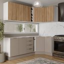 Ver imagem 1 de Cozinha Planejada 8 Peças sem Tampo com Rodapé 4 Aéreos e 4 Balcões Ipanema CabeCasa MadeiraOriginals Marrom/Fendi Trama/Acácia