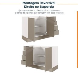 Cozinha Modulada 8 Peças sem Tampo com Rodapé 4 Aéreos e 4 Balcões Ipanema CabeCasa MadeiraMadeira - 16