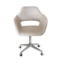 Ver imagem 1 de Poltrona Decorativa Zara Pé Giratório de Metal Sala Recepção Bege