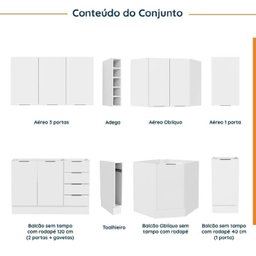 Cozinha Modulada 8 Peças sem Tampo com Rodapé 4 Aéreos e 4 Balcões Ipanema CabeCasa MadeiraMadeira - 3