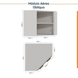 Cozinha Modulada 8 Peças sem Tampo com Rodapé 4 Aéreos e 4 Balcões Ipanema CabeCasa MadeiraMadeira - 12