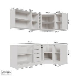 Cozinha Modulada 8 Peças sem Tampo com Rodapé 4 Aéreos e 4 Balcões Ipanema CabeCasa MadeiraMadeira - 4