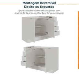 Cozinha Modulada 8 Peças sem Tampo com Rodapé 4 Aéreos e 4 Balcões Ipanema Cabecasa madeiramadeira - 16