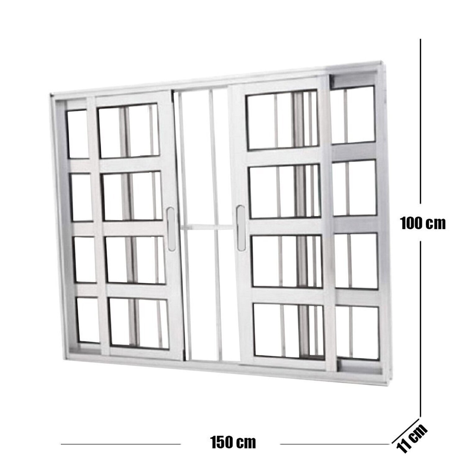 Janela Vitrô Travessa de Alumínio 4 Folhas 100 X 150cm com Grade Linha 25 - 3