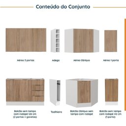 Cozinha Modulada 8 Peças sem Tampo com Rodapé 4 Aéreos e 4 Balcões Ipanema Cabecasa madeiramadeira - 3