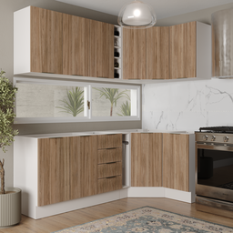 Cozinha Modulada 8 Peças sem Tampo com Rodapé 4 Aéreos e 4 Balcões Ipanema Cabecasa madeiramadeira - 1