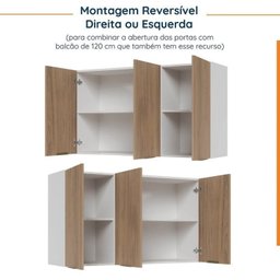 Cozinha Modulada 8 Peças sem Tampo com Rodapé 4 Aéreos e 4 Balcões Ipanema Cabecasa madeiramadeira - 11