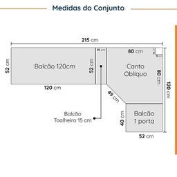 Cozinha Modulada 8 Peças sem Tampo com Rodapé 4 Aéreos e 4 Balcões Ipanema Cabecasa madeiramadeira - 2