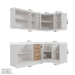 Cozinha Modulada 8 Peças sem Tampo com Rodapé 4 Aéreos e 4 Balcões Ipanema Cabecasa madeiramadeira - 4