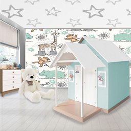 Casinha de Brinquedo com Telhado Branco/verde Água Criança Feliz - 4