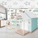 Ver imagem 4 de Casinha de Brinquedo com Telhado Branco/verde Água Criança Feliz
