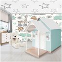 Ver imagem 3 de Casinha de Brinquedo com Telhado Branco/verde Água Criança Feliz