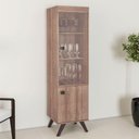 Ver imagem 1 de Cristaleira Retrô 1 Porta de Vidro Incolor e 2 Prateleiras - Rústico