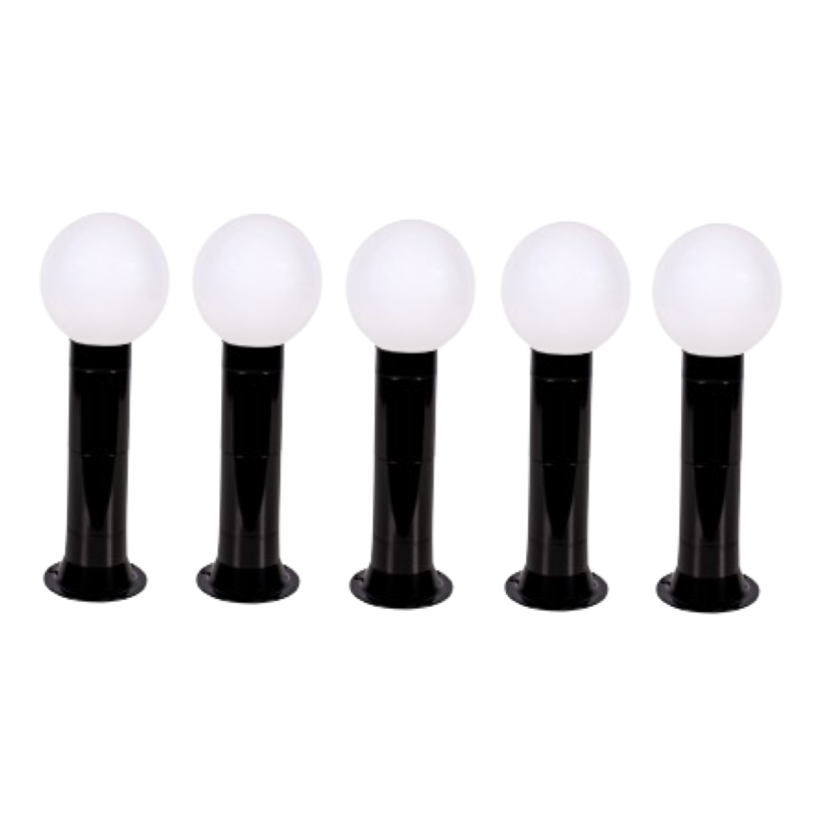 Poste Balizador Luminária Globo Jardim 45cm Preto Kit 5 - 1
