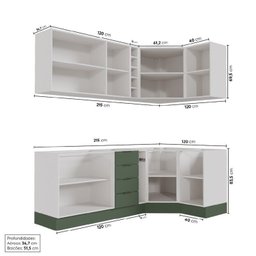 Cozinha Modulada 8 Peças sem Tampo com Rodapé 4 Aéreos e 4 Balcões Ipanema Cabecasa madeiramadeira - 4