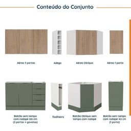 Cozinha Modulada 8 Peças sem Tampo com Rodapé 4 Aéreos e 4 Balcões Ipanema Cabecasa madeiramadeira - 3