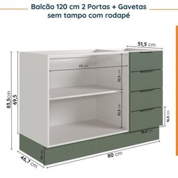 Cozinha Modulada 8 Peças sem Tampo com Rodapé 4 Aéreos e 4 Balcões Ipanema Cabecasa madeiramadeira - 15