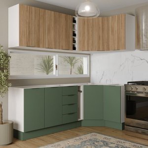 Cozinha Modulada 8 Peças sem Tampo com Rodapé 4 Aéreos e 4 Balcões Ipanema Cabecasa madeiramadeira