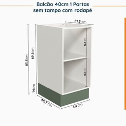 Cozinha Modulada 8 Peças sem Tampo com Rodapé 4 Aéreos e 4 Balcões Ipanema Cabecasa madeiramadeira - 17