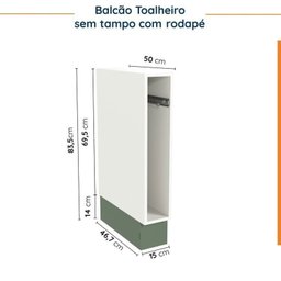 Cozinha Modulada 8 Peças sem Tampo com Rodapé 4 Aéreos e 4 Balcões Ipanema Cabecasa madeiramadeira - 19