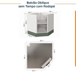 Cozinha Modulada 8 Peças sem Tampo com Rodapé 4 Aéreos e 4 Balcões Ipanema Cabecasa madeiramadeira - 18
