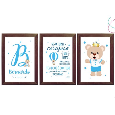 Quadrinho Decorativo Infantil Ursinho Príncipe 20x30:tabaco