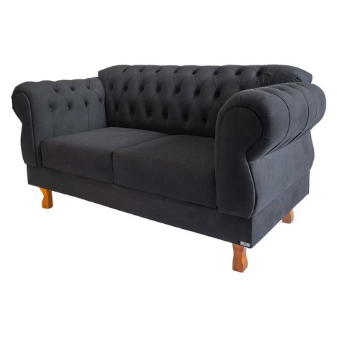 Namoradeira Chesterfield Elisabeth - Suede Preto / Recepção, Moveis, Sala, Decoração