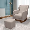 Ver imagem 1 de Cadeira Poltrona de Amamentação Balanço Áquila C/ Puff Linho Bege Plus - Anjo de Casa