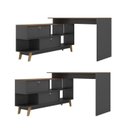 Ver imagem 4 de Kit 2 Mesas para Escritório Escrivaninha em L Retrô 136x120cm Preto/nogal