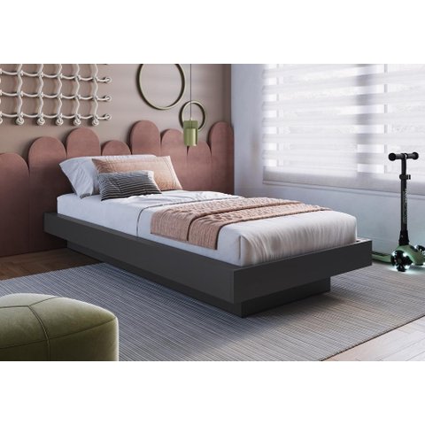 Cama de Solteiro Flutuante 92cm X 192cm para Quarto Cor:grafite