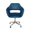 Ver imagem 1 de Poltrona Decorativa Zara Pé Giratório de Metal Sala Recepção Azul